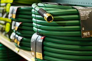 Garden hoses, watering cans, sprinklers